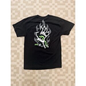 Santa Cruz Creature Shirt Size Medium Black Flaming Screaming Hand Skateboard